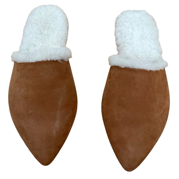 Jenni Kayne Shearling-Lined Mule Brown Walnut Size 10 - Picture 1 of 10